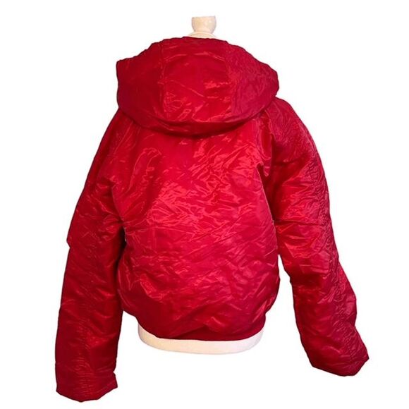 Baby Noiz Cropped Puffer Jacket Bright Red Softside Hooded M - Picture 3 of 10